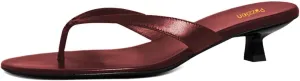 Pazzion Women Fashion Open Toe Kitten Heels Flip Flops Slip On Low Heeled Thong Sandals Comfortable Summer Party Shoes Size 4-16 US