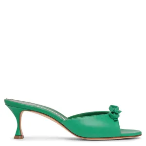 Pertinanu 50 green leather mules