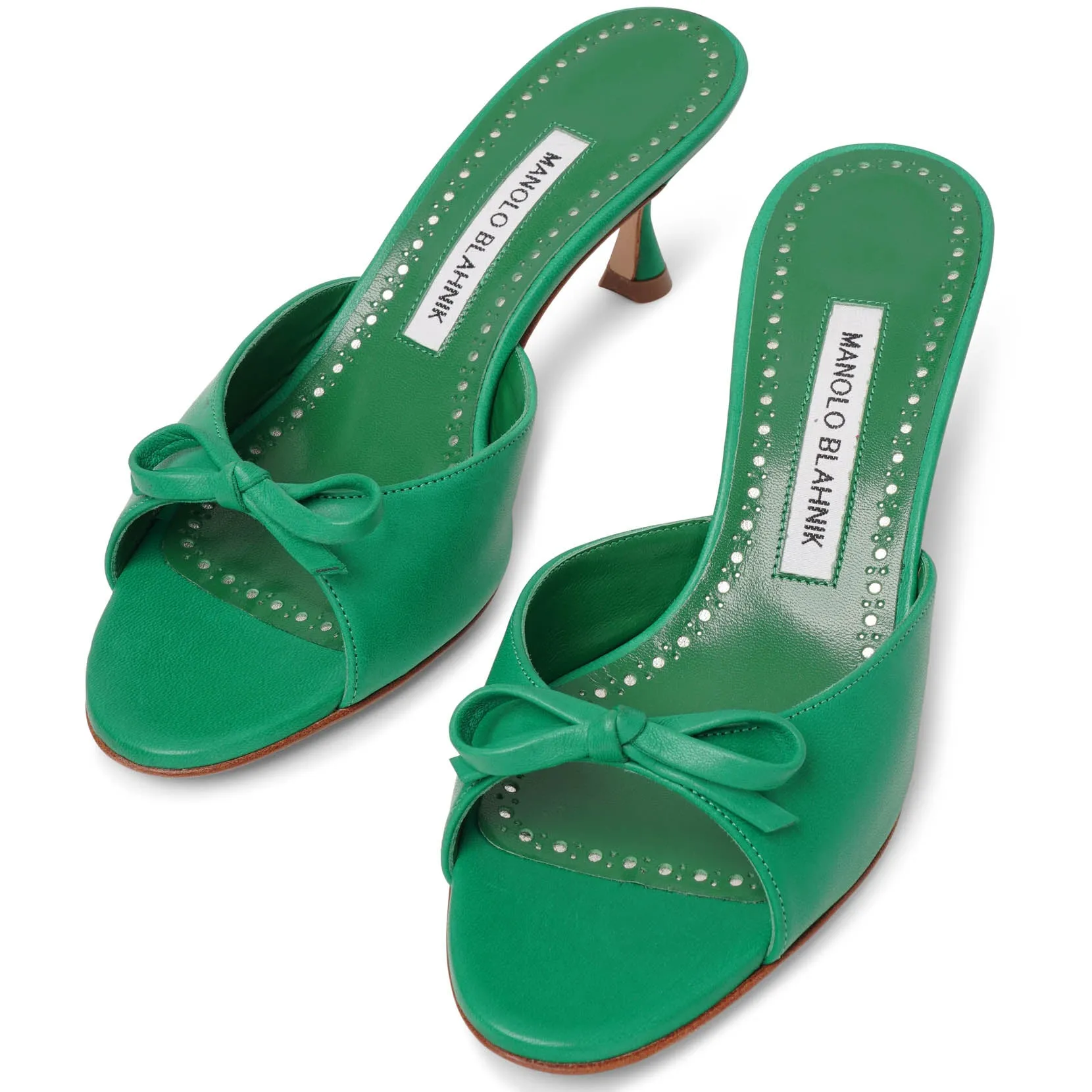 Pertinanu 50 green leather mules