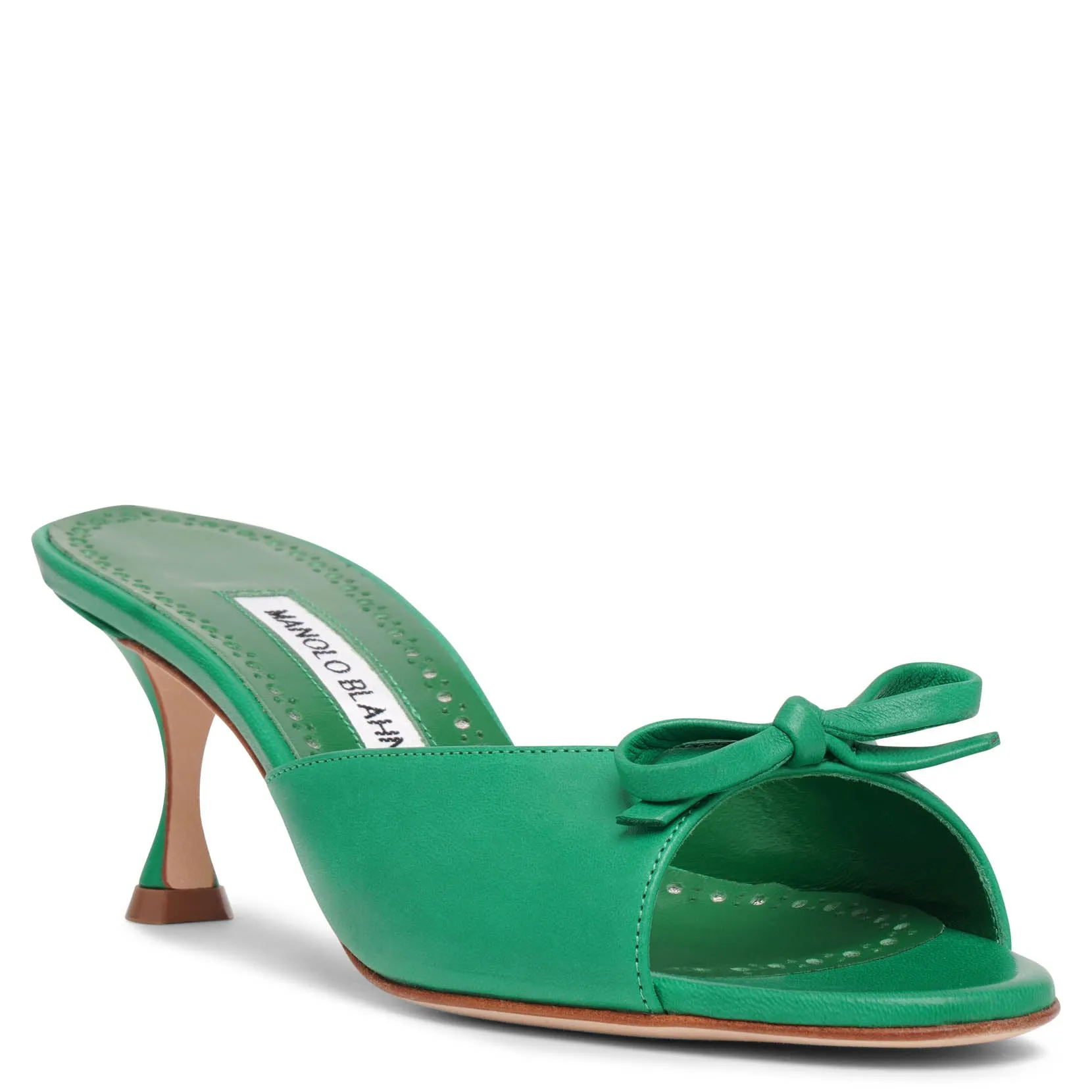 Pertinanu 50 green leather mules