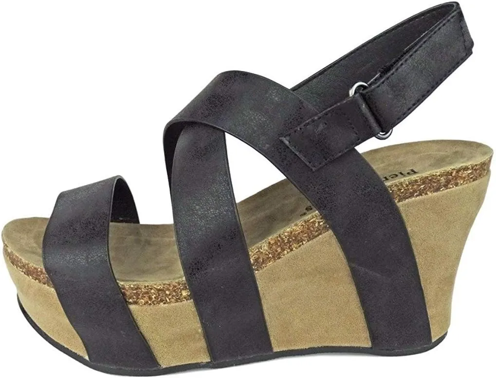 Pierre Dumas Women's Hester-5 Vegan Leather Strappy Wedge Sandals