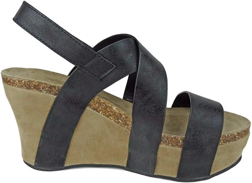 Pierre Dumas Women's Hester-5 Vegan Leather Strappy Wedge Sandals