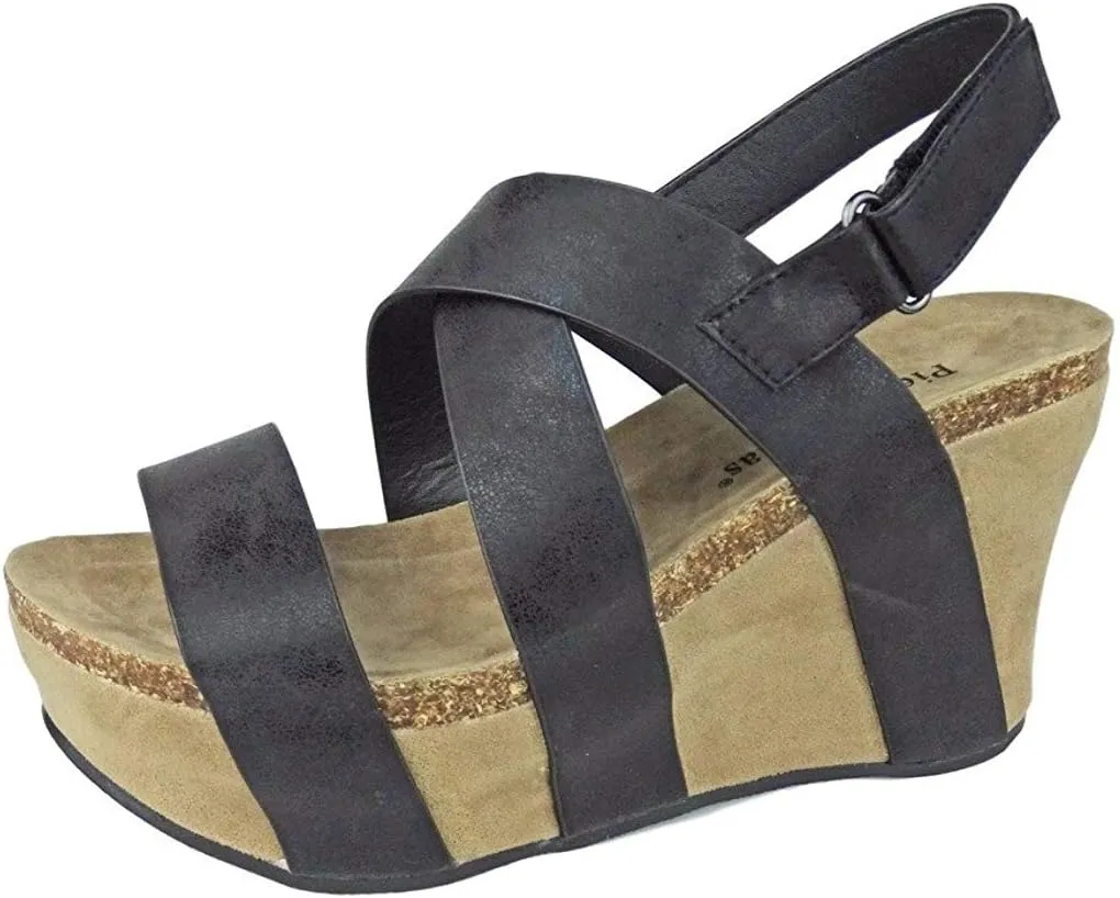 Pierre Dumas Women's Hester-5 Vegan Leather Strappy Wedge Sandals