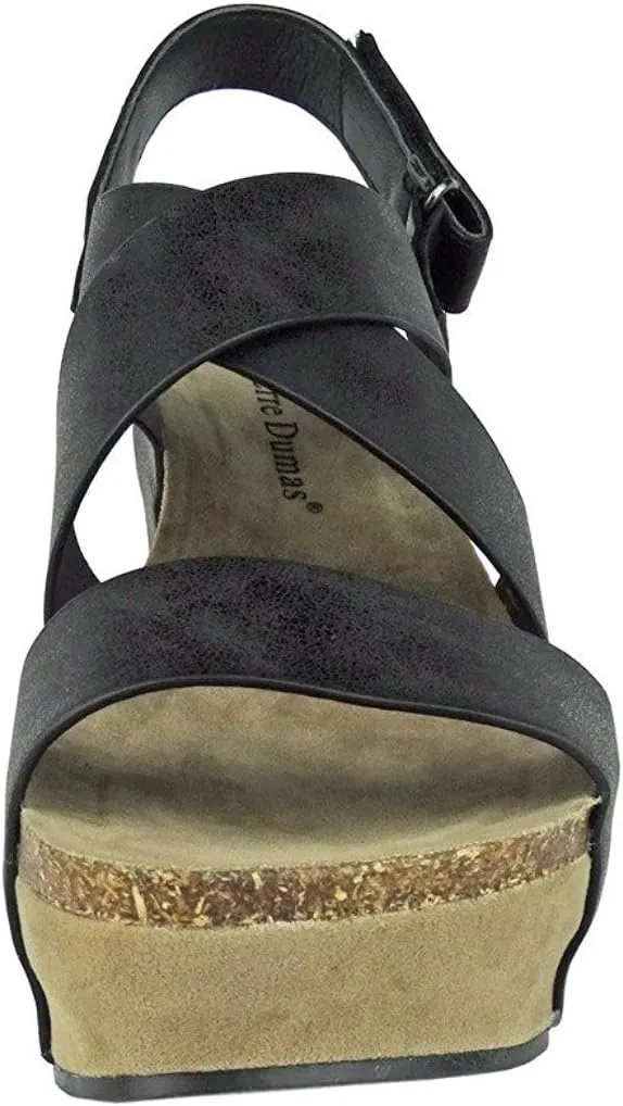 Pierre Dumas Women's Hester-5 Vegan Leather Strappy Wedge Sandals