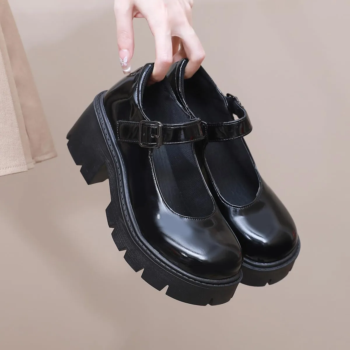 Platform Pumps Womens Gothic Lolita Shoes Mary Janes Ankle Strap Wedges Shoes