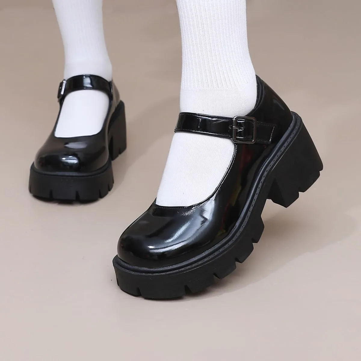 Platform Pumps Womens Gothic Lolita Shoes Mary Janes Ankle Strap Wedges Shoes