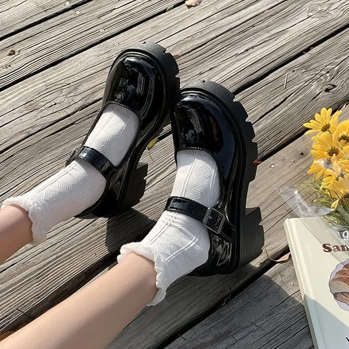 Platform Pumps Womens Gothic Lolita Shoes Mary Janes Ankle Strap Wedges Shoes