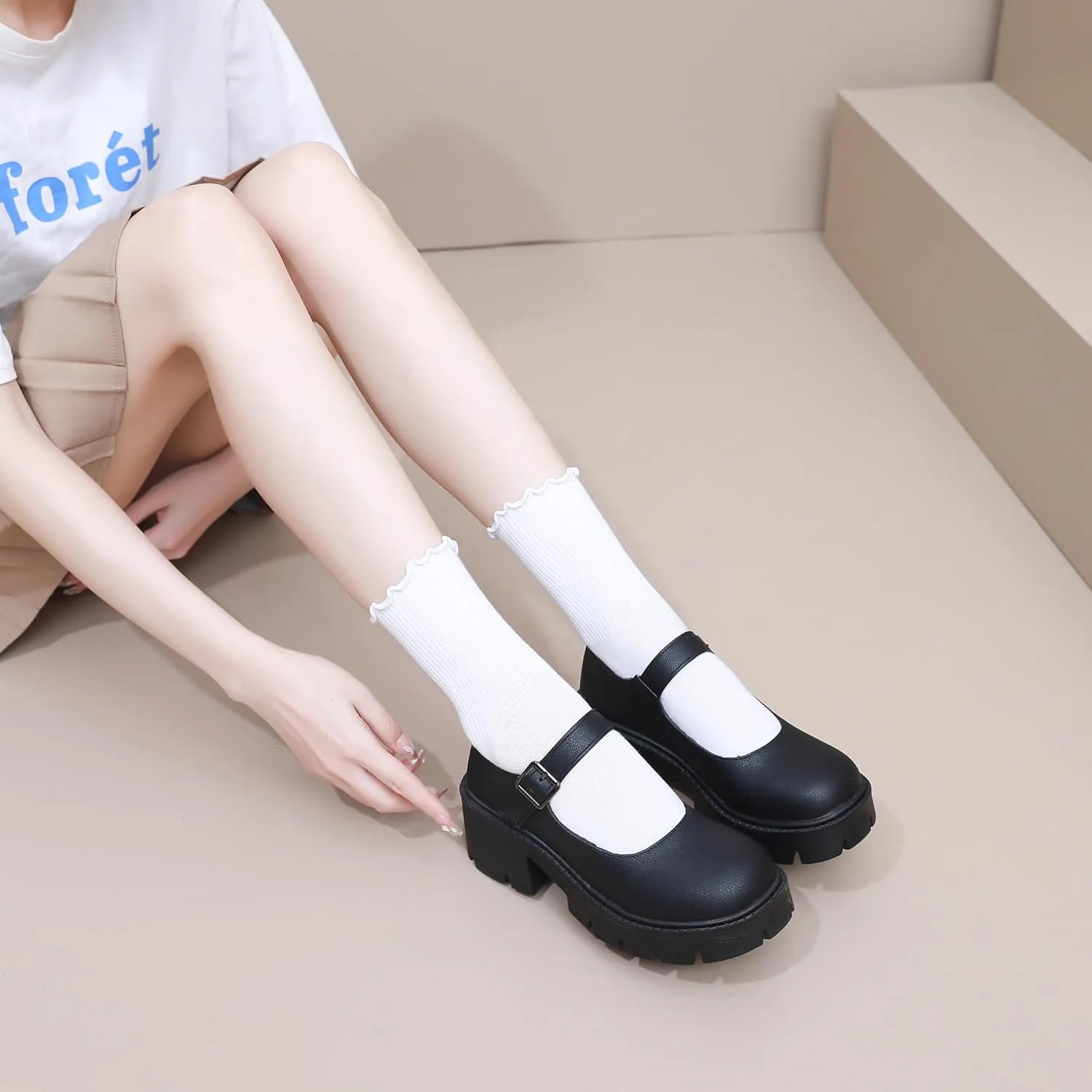 Platform Pumps Womens Gothic Lolita Shoes Mary Janes Ankle Strap Wedges Shoes