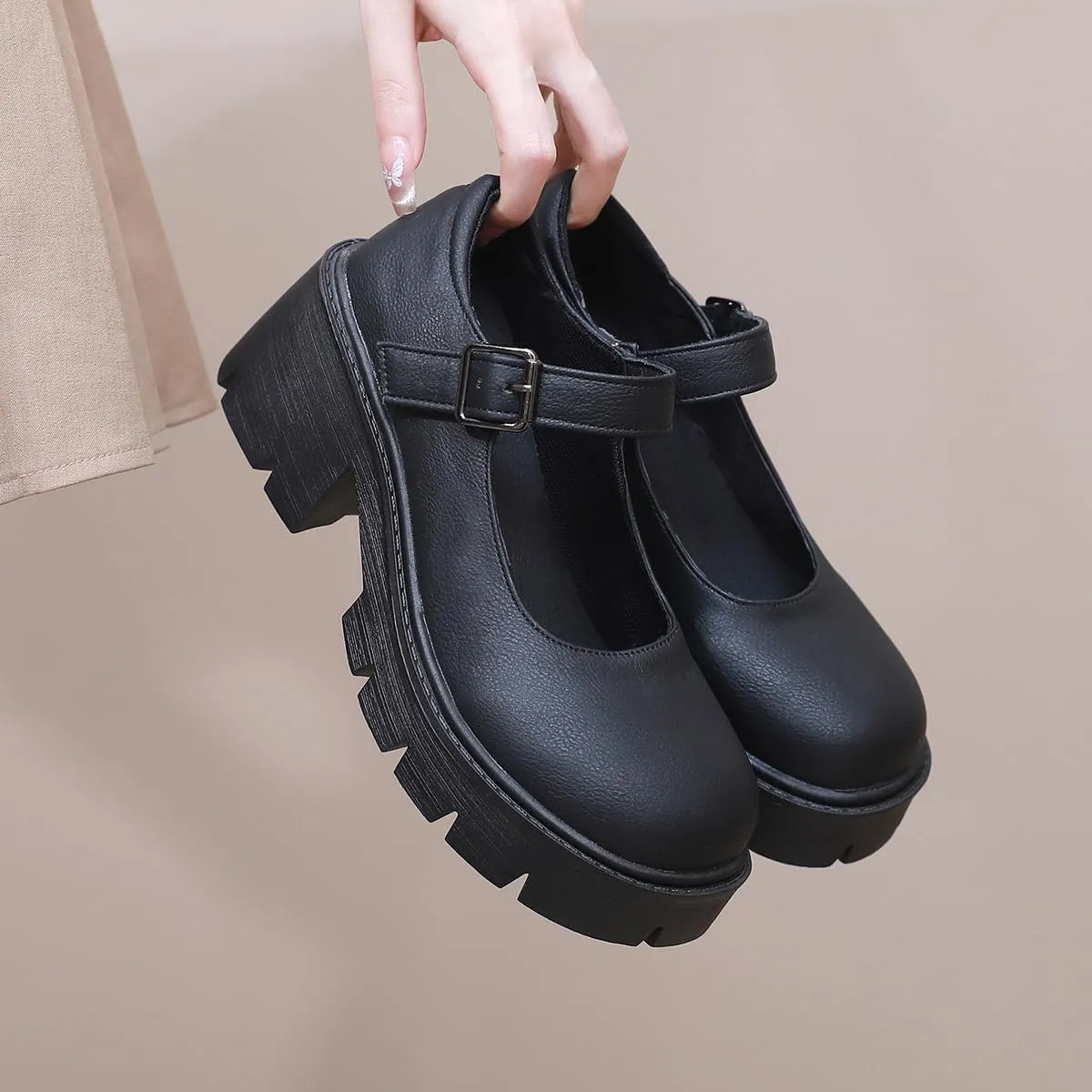 Platform Pumps Womens Gothic Lolita Shoes Mary Janes Ankle Strap Wedges Shoes