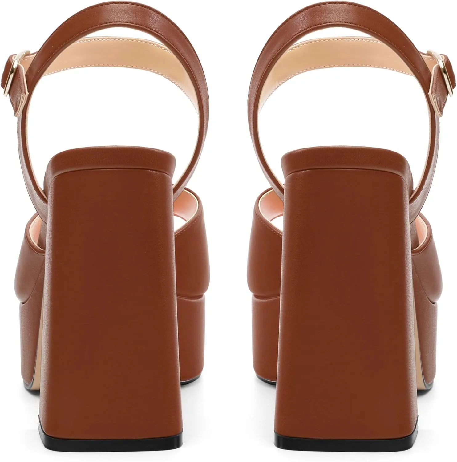 Platform Sandals High Heels for Women Comfortable Chunky Heel Square Open Toe Pumps with Adjustable Ankle Strap Women's Wedding Party Pumps