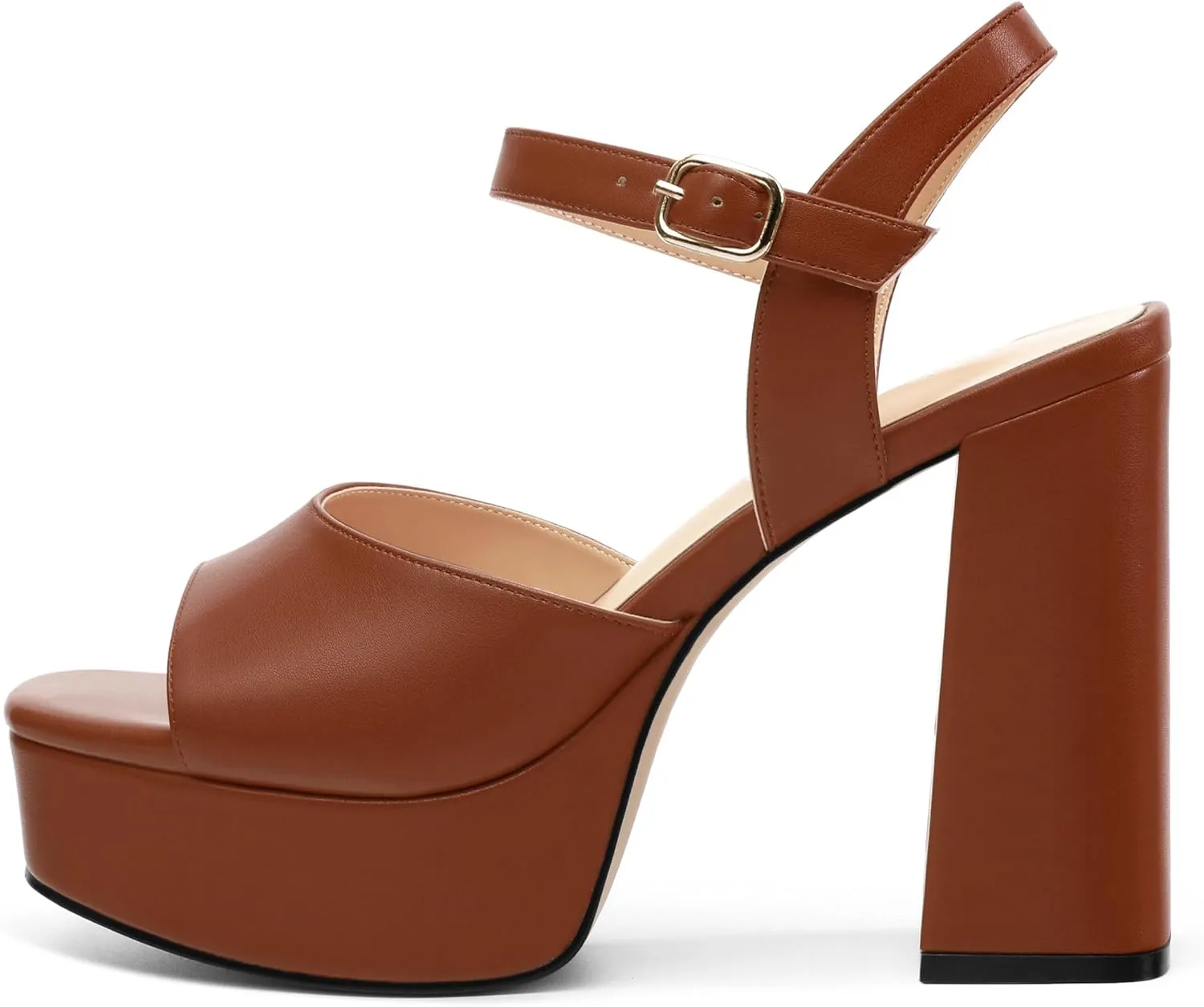 Platform Sandals High Heels for Women Comfortable Chunky Heel Square Open Toe Pumps with Adjustable Ankle Strap Women's Wedding Party Pumps