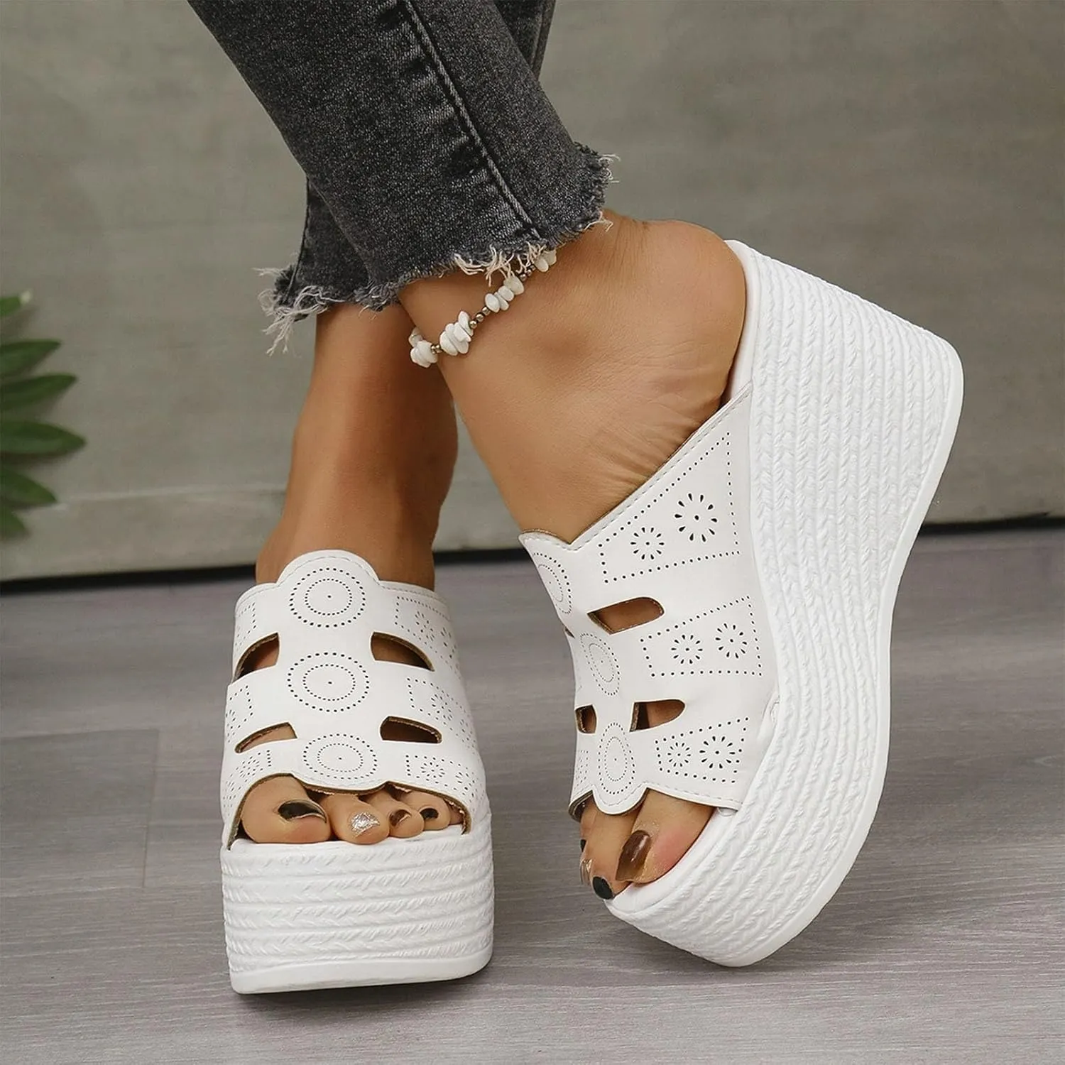 Platform Wedges Sandals for Women 2025 Summer Fashion High Heels Slip on Sandals Dressy Open Toe Espadrilles Sandals