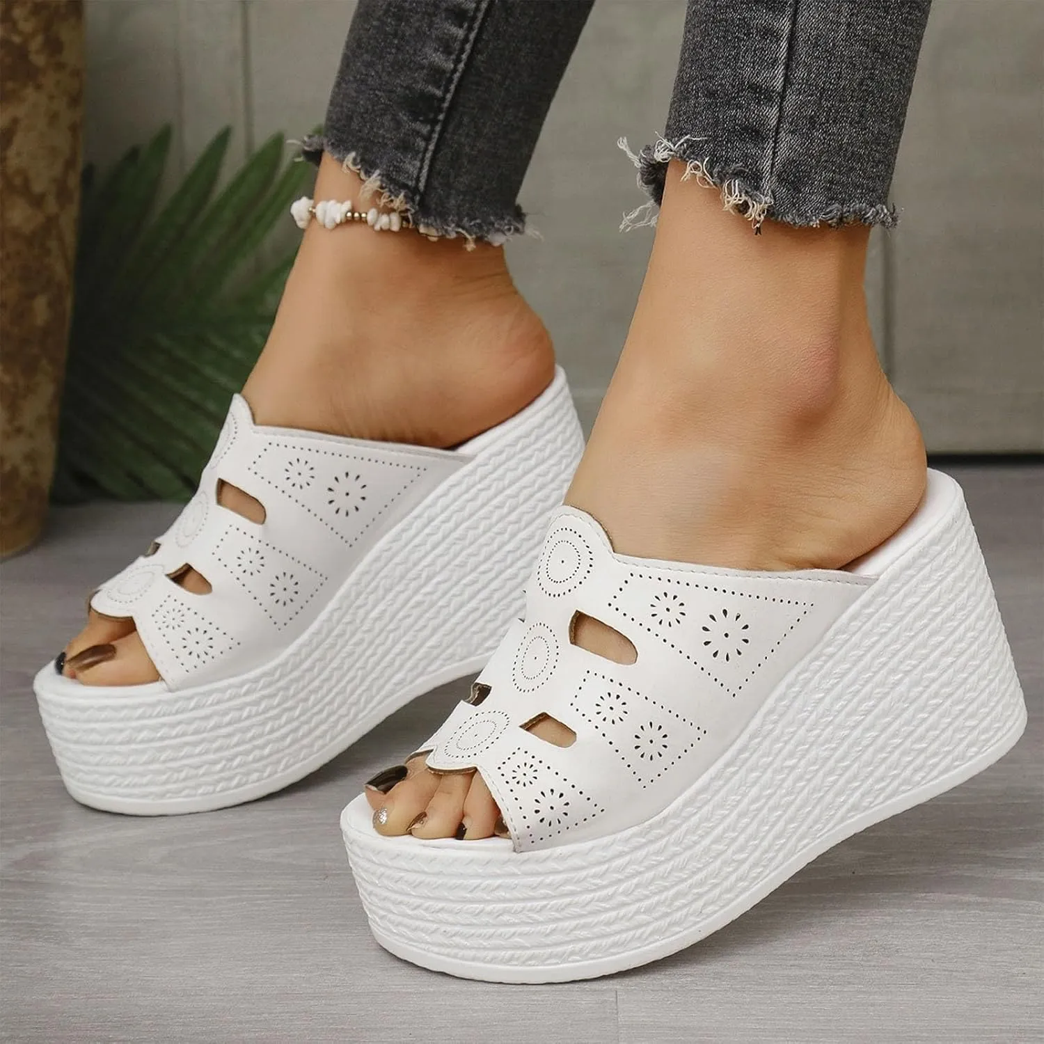 Platform Wedges Sandals for Women 2025 Summer Fashion High Heels Slip on Sandals Dressy Open Toe Espadrilles Sandals