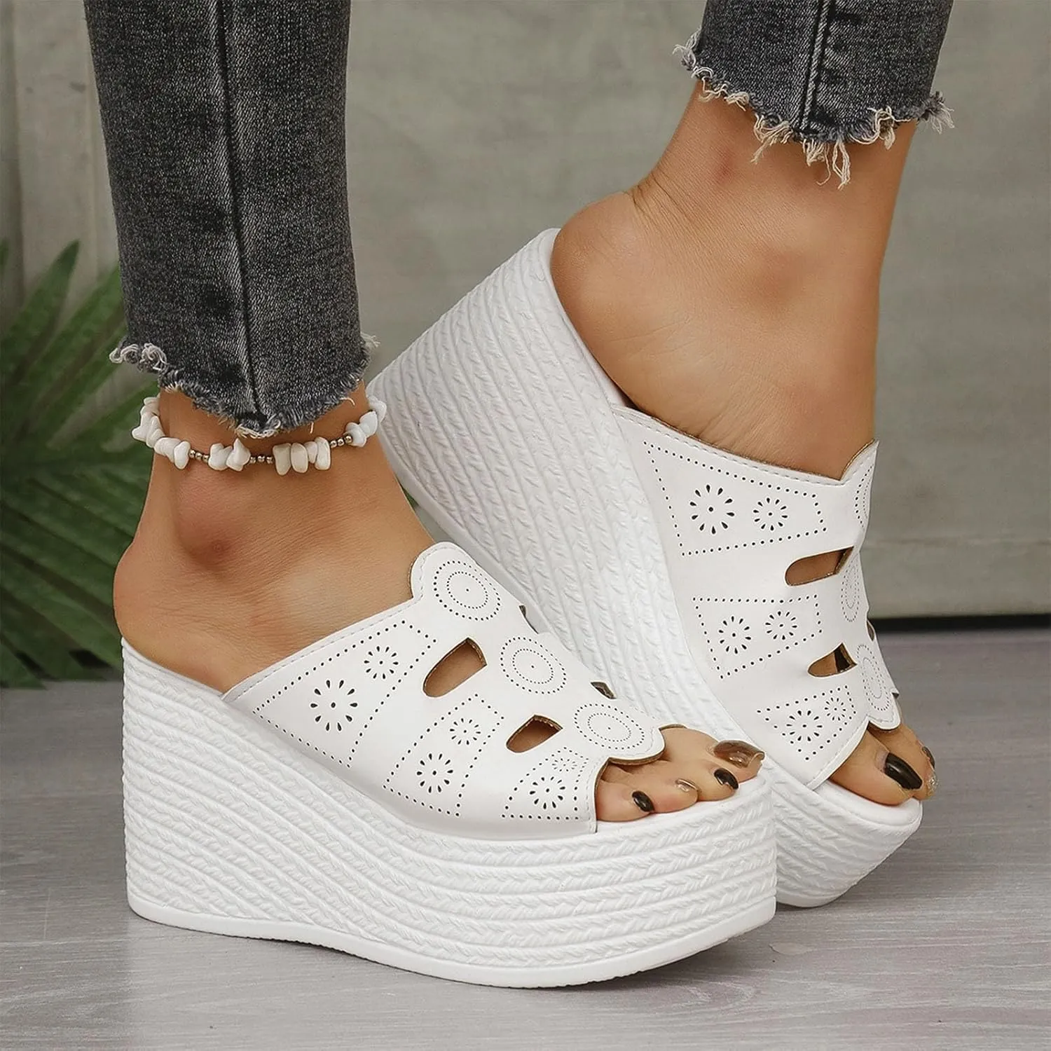 Platform Wedges Sandals for Women 2025 Summer Fashion High Heels Slip on Sandals Dressy Open Toe Espadrilles Sandals