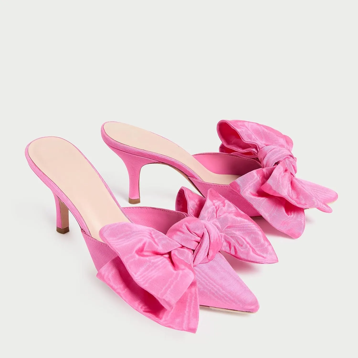 Pointed Heels for Women Fashionable Bows Mules with Comfortable Pull-On Design Ideal for Office Party or Date Night