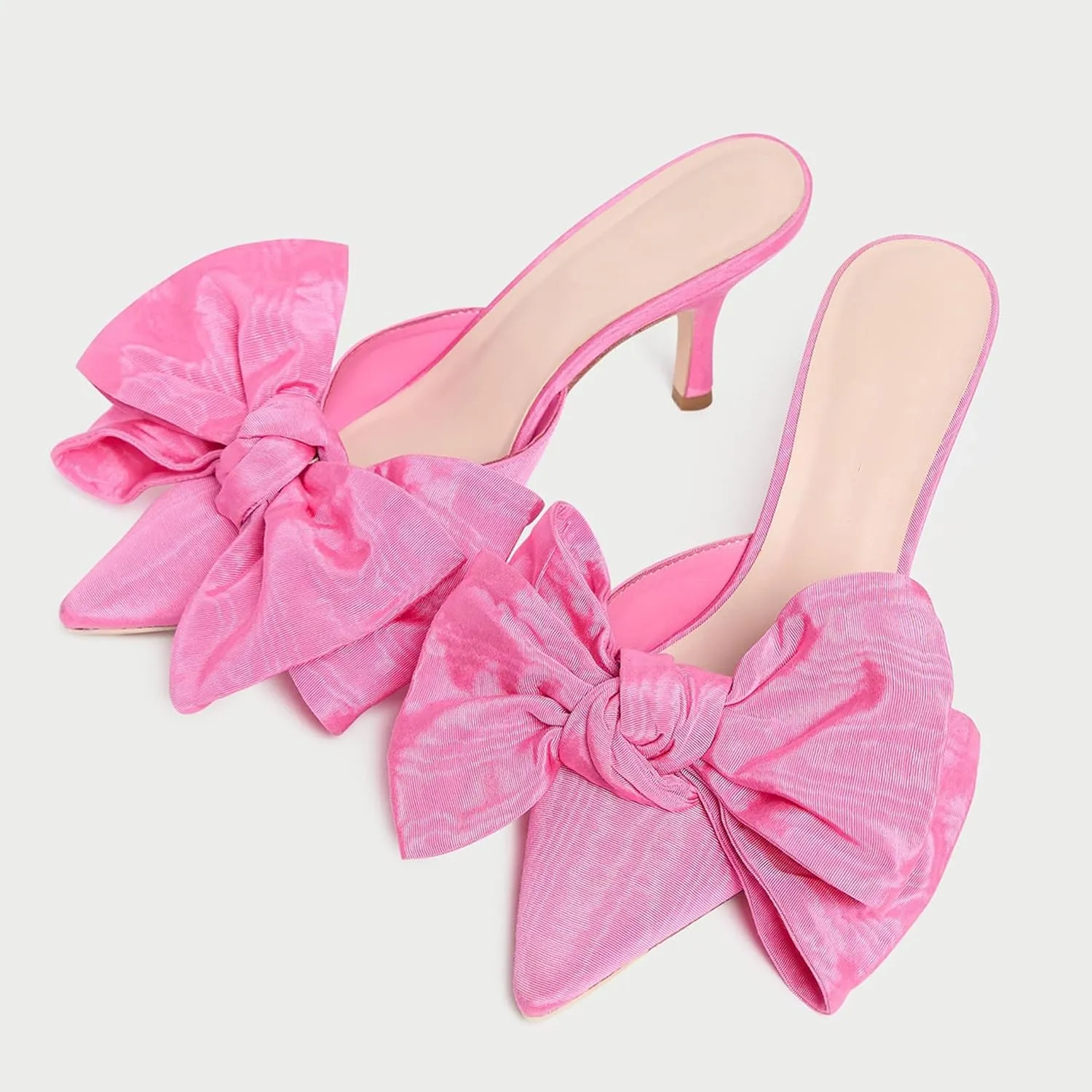 Pointed Heels for Women Fashionable Bows Mules with Comfortable Pull-On Design Ideal for Office Party or Date Night