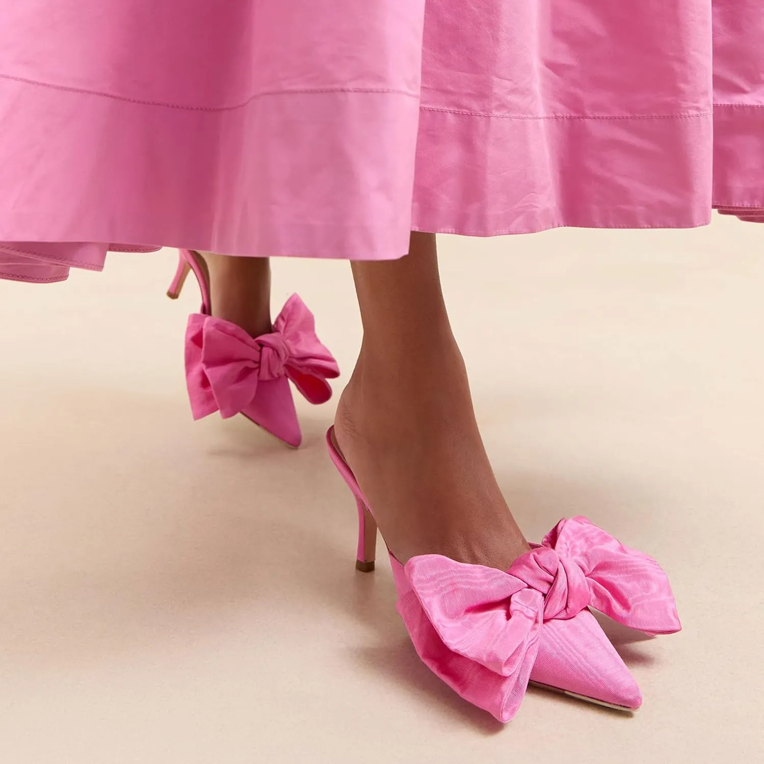 Pointed Heels for Women Fashionable Bows Mules with Comfortable Pull-On Design Ideal for Office Party or Date Night