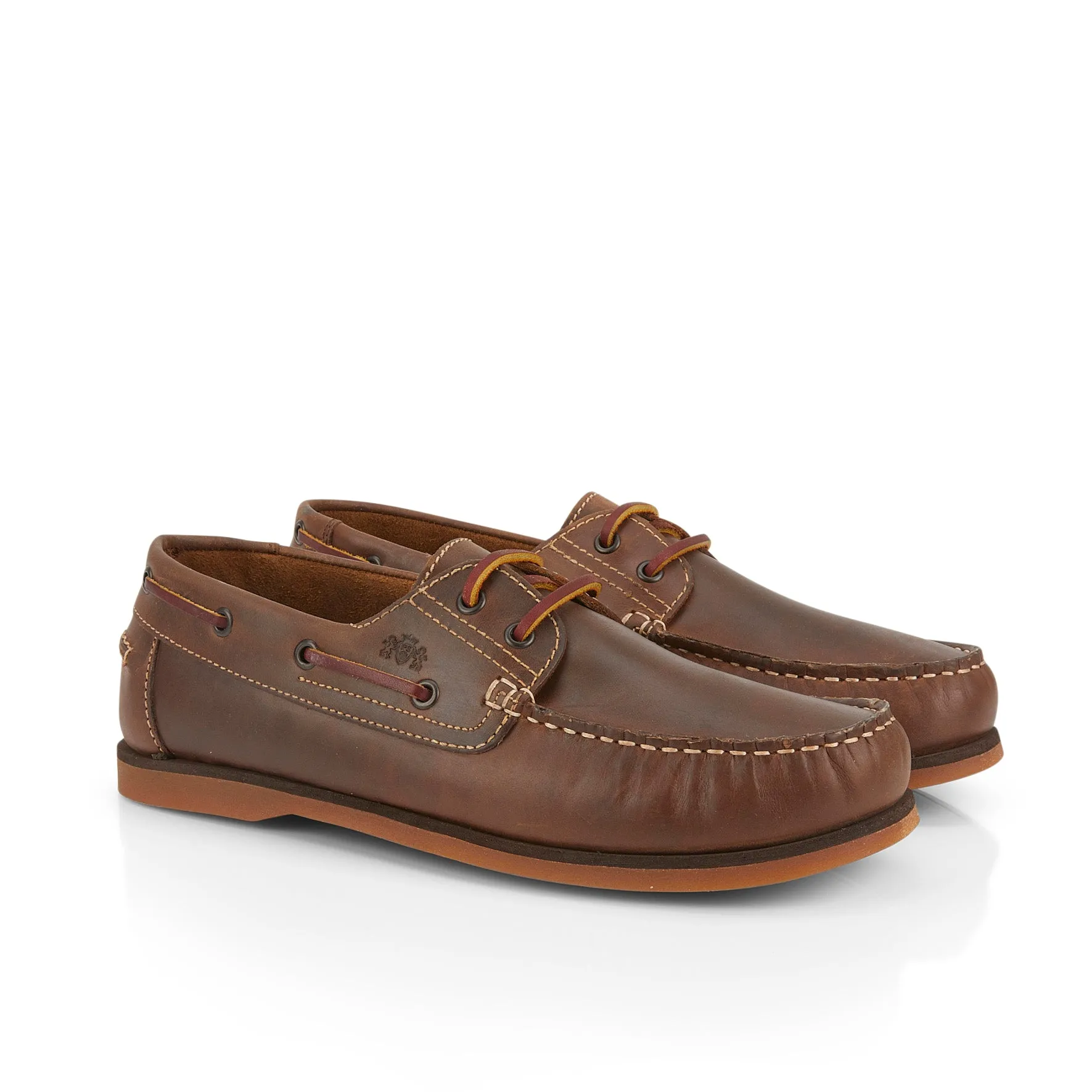 Portland Men’s Leather Boat Shoes - BROWN