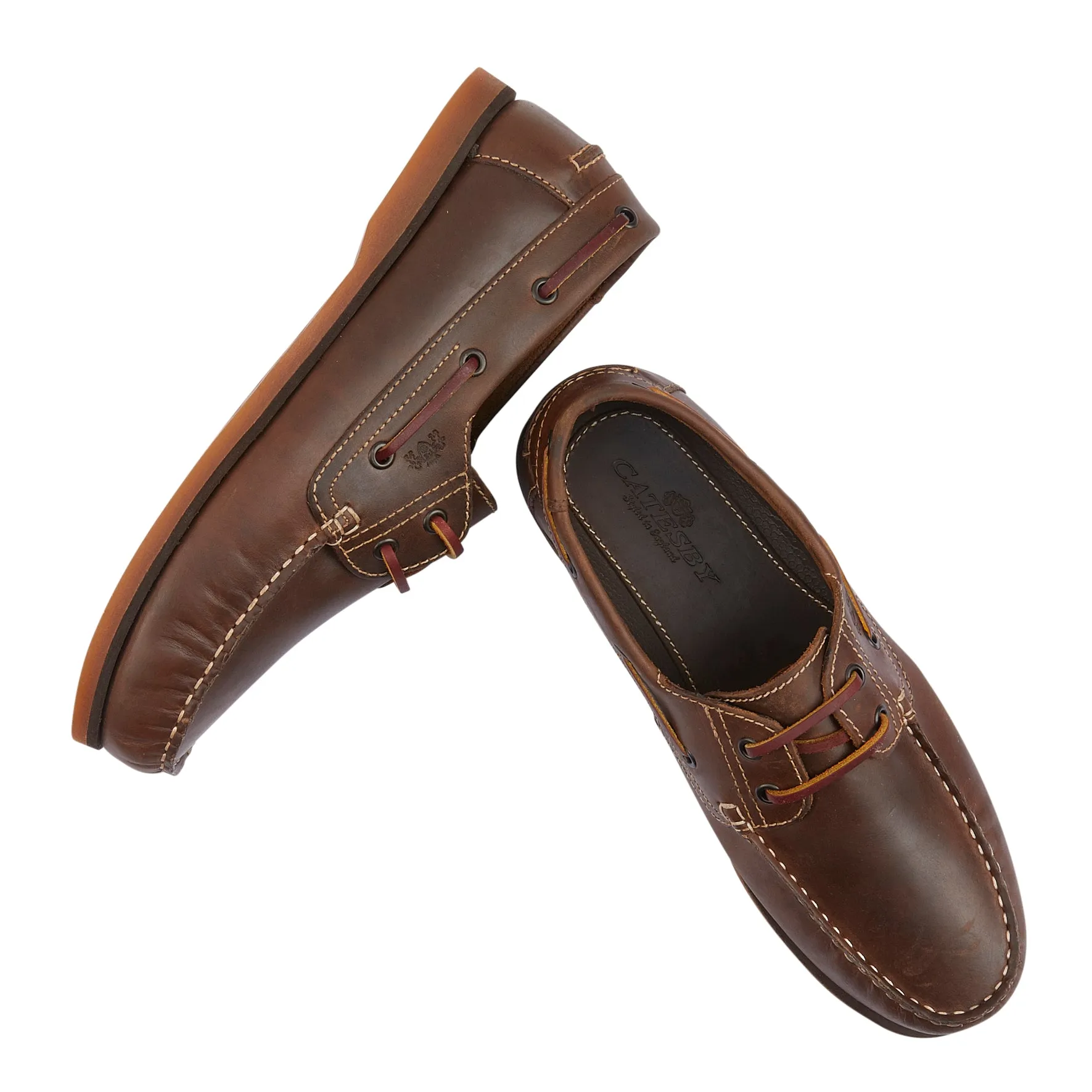 Portland Men’s Leather Boat Shoes - BROWN