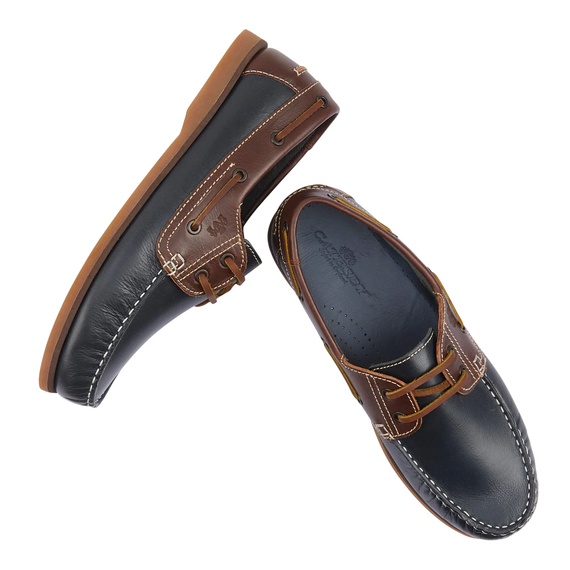 Portland Men’s Leather Boat Shoes - SMOOTH NAVY/MAROONE