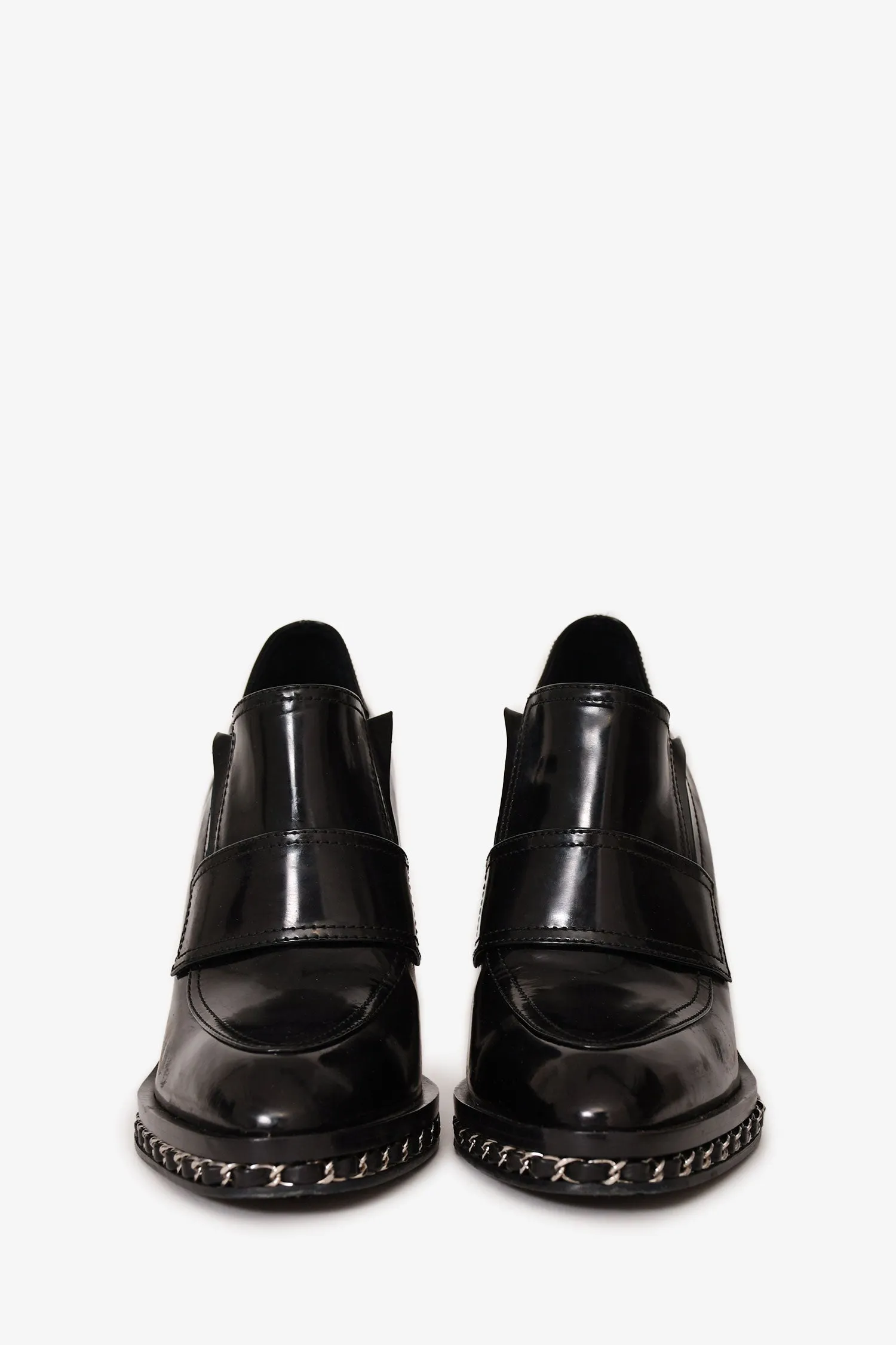 Pre-Loved Chanel™ 2013 Black Brushed Leather Pointed Toe Loafers Size 39
