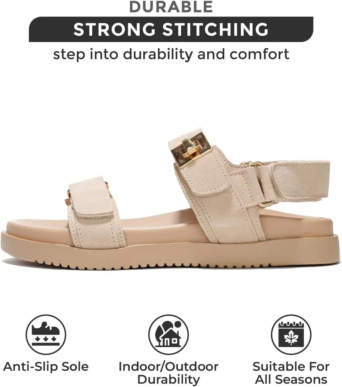 Project Cloud Genuine Leather Platform Sandals Women Footwear - Comfortable and Adjustable Strappy Summer Sandals for Women 2025 - Memory Foam and Non-Slip Slingback Beach Slides (Mona)