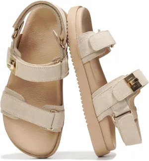 Project Cloud Genuine Leather Platform Sandals Women Footwear - Comfortable and Adjustable Strappy Summer Sandals for Women 2025 - Memory Foam and Non-Slip Slingback Beach Slides (Mona)