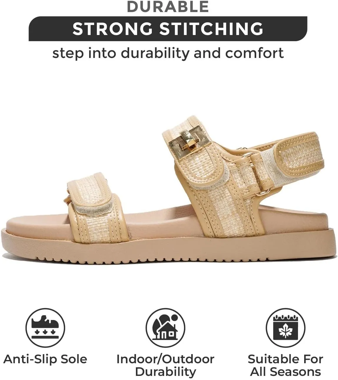 Project Cloud Genuine Leather Platform Sandals Women Footwear - Comfortable and Adjustable Summer Sandals for Women 2025 - Memory Foam and Non-Slip Slingback Beach Slides (Mona)