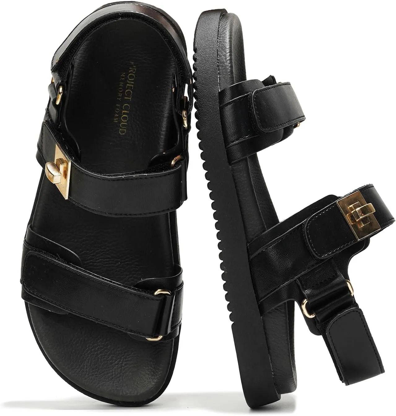 Project Cloud Genuine Leather Platform Sandals Women Footwear - Comfortable and Adjustable Summer Sandals for Women 2025 - Memory Foam and Non-Slip Slingback Beach Slides (Mona)