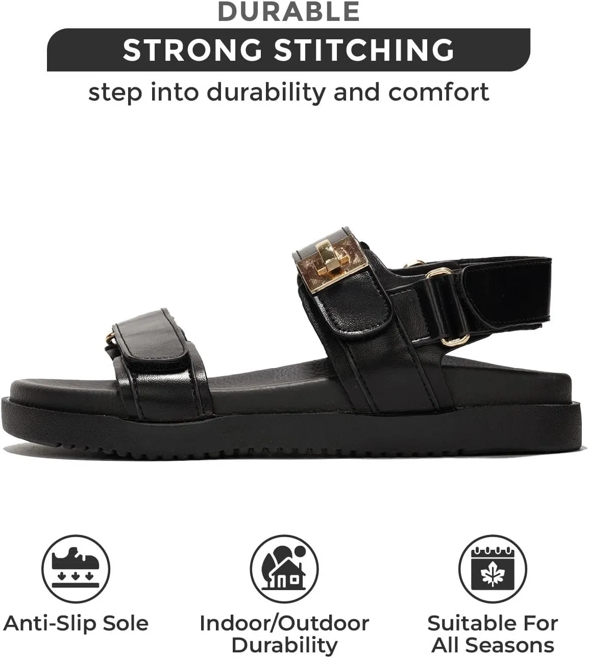 Project Cloud Genuine Leather Platform Sandals Women Footwear - Comfortable and Adjustable Summer Sandals for Women 2025 - Memory Foam and Non-Slip Slingback Beach Slides (Mona)