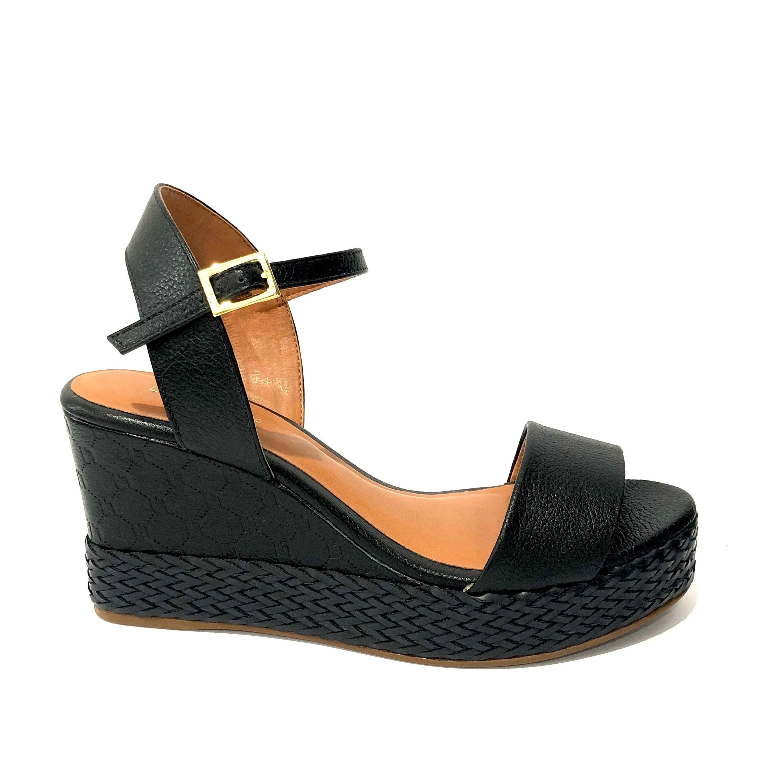 Raven Black Wedge Sandal
