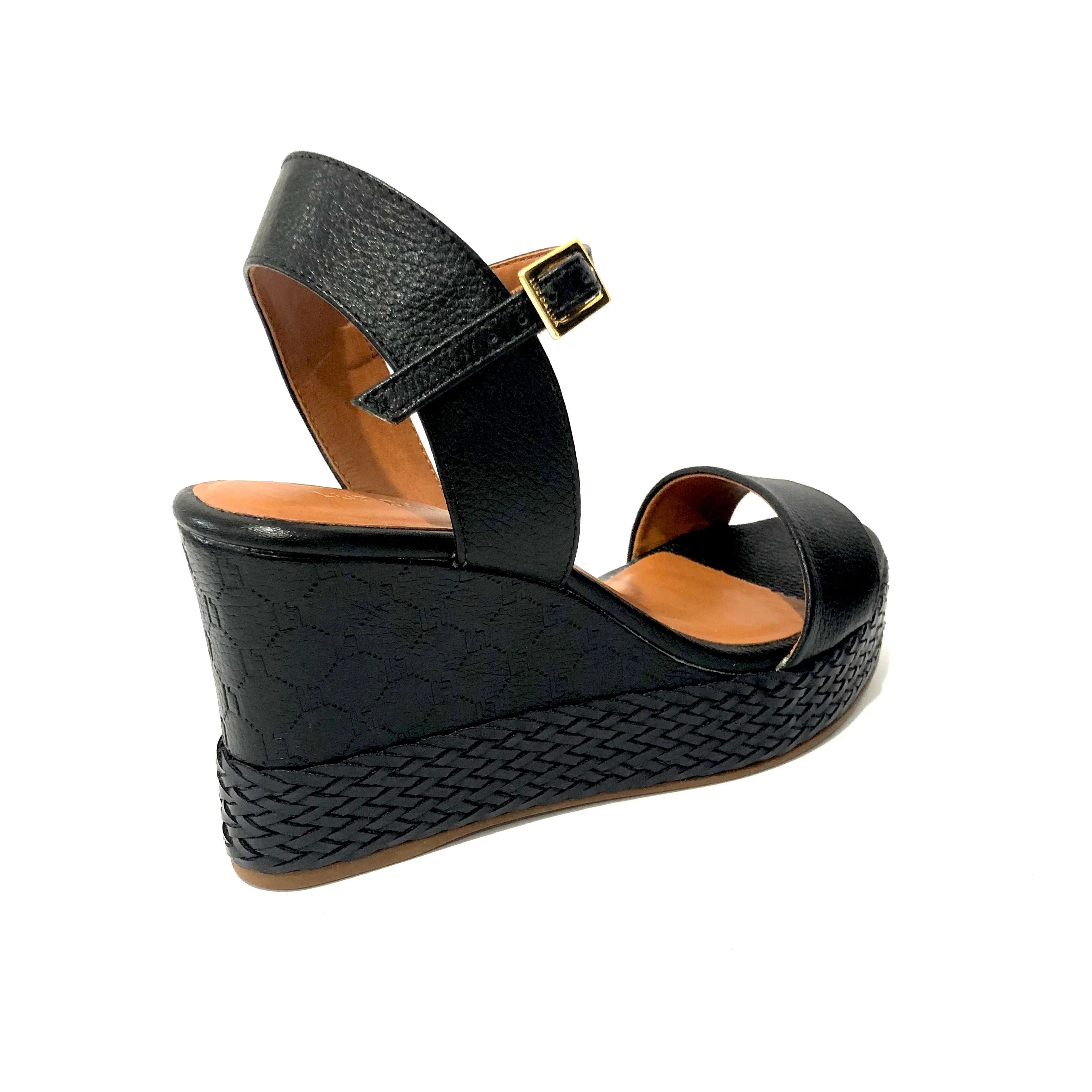 Raven Black Wedge Sandal
