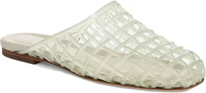 Red Mesh Jelly Mules for Women Clear Hollow Closed Toe Flat Sandals Beach Jellies Slippers Summer Slide Shoes