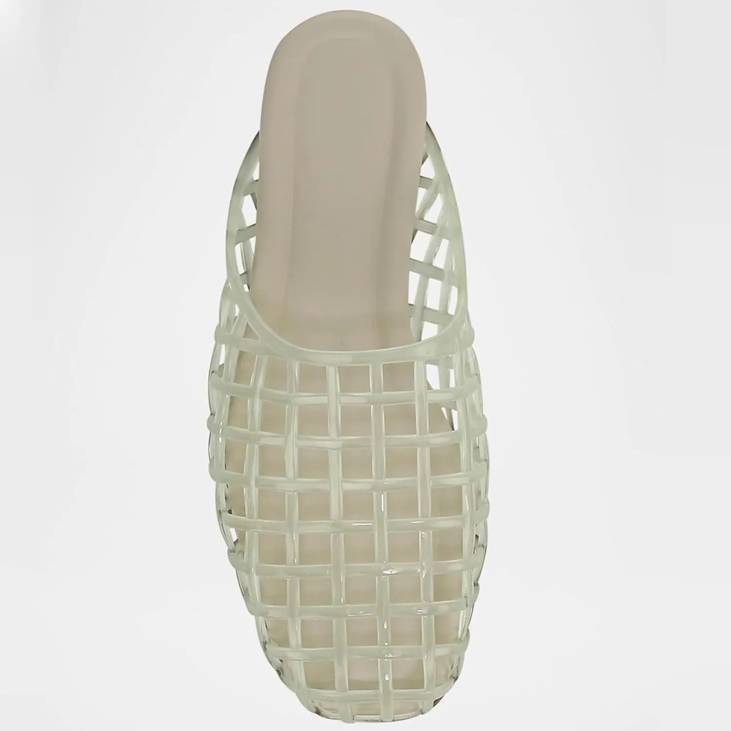 Red Mesh Jelly Mules for Women Clear Hollow Closed Toe Flat Sandals Beach Jellies Slippers Summer Slide Shoes