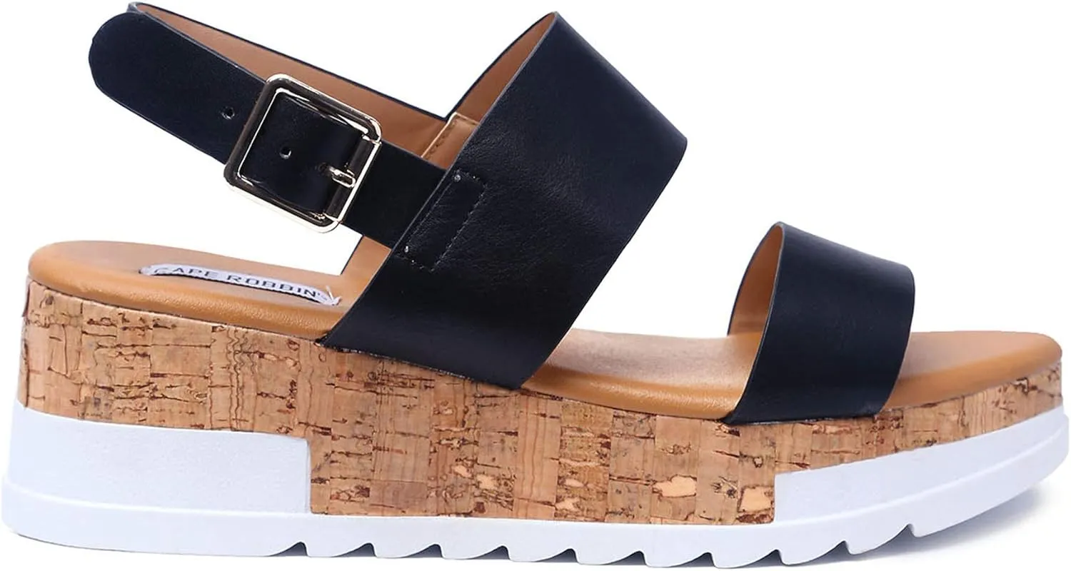 REVOL Women's Open Toe Ankle Strap Casual Flatform Platform Sandals