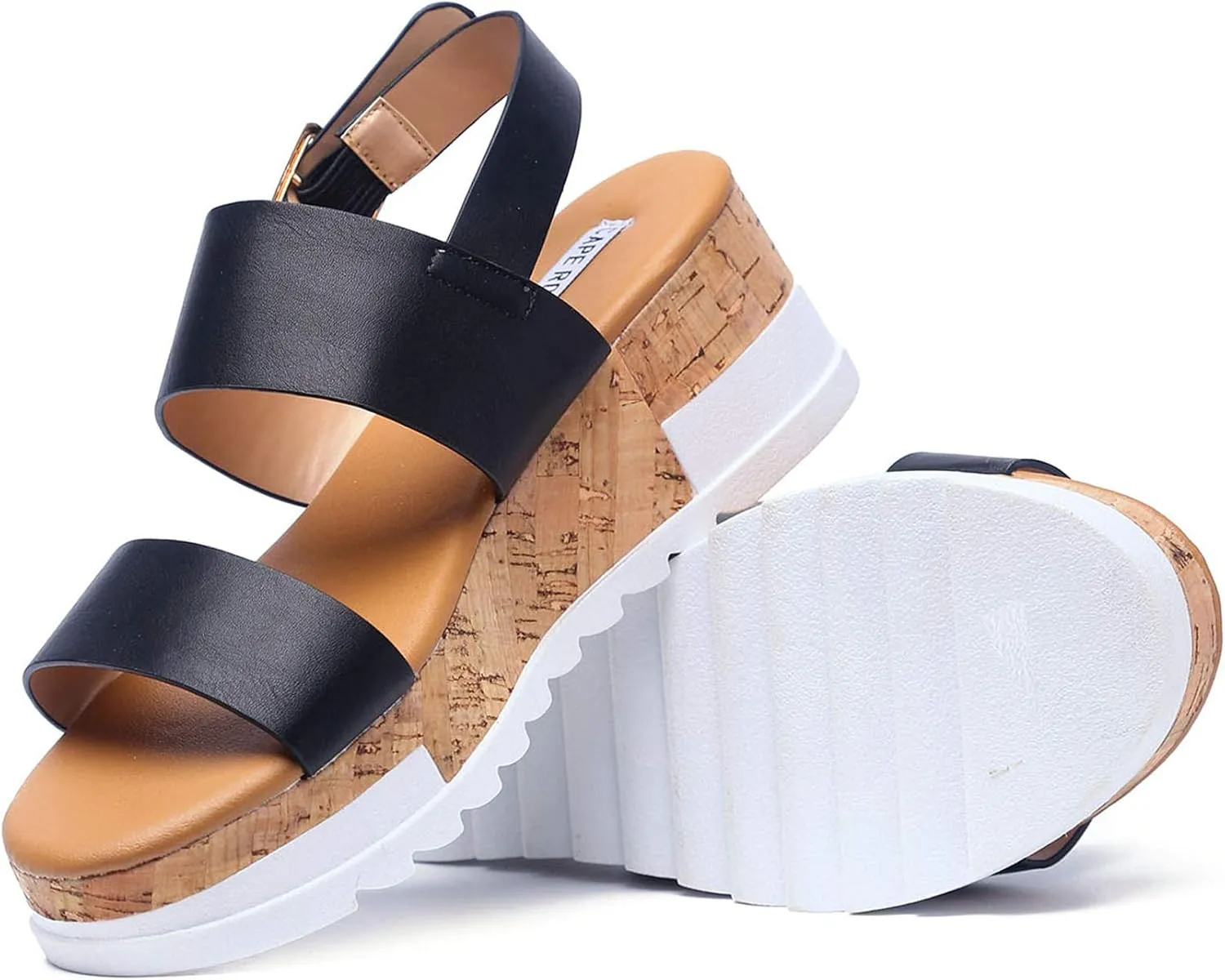 REVOL Women's Open Toe Ankle Strap Casual Flatform Platform Sandals
