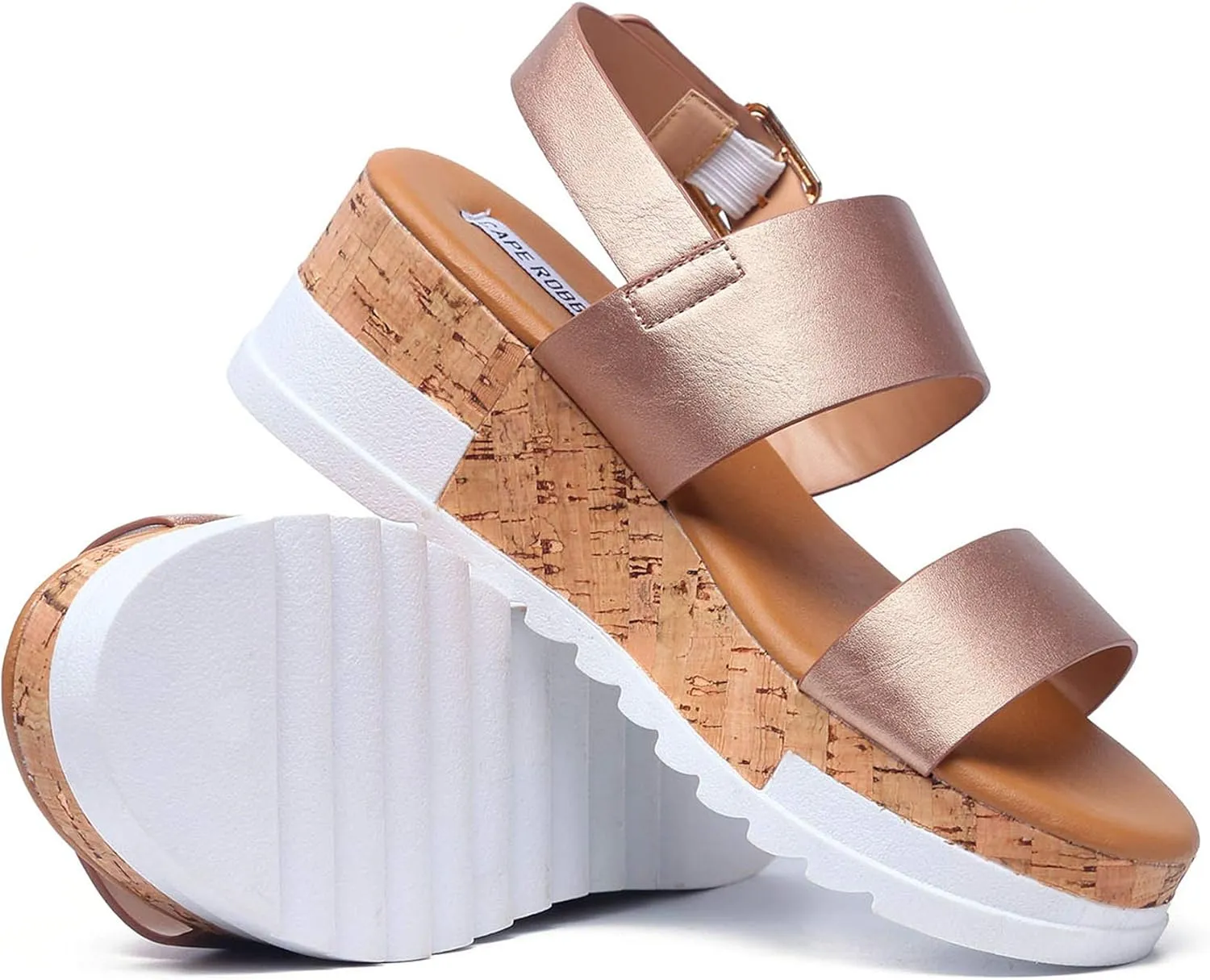 REVOL Women's Open Toe Ankle Strap Casual Flatform Platform Sandals