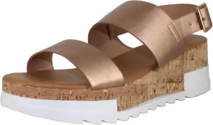 REVOL Women's Open Toe Ankle Strap Casual Flatform Platform Sandals