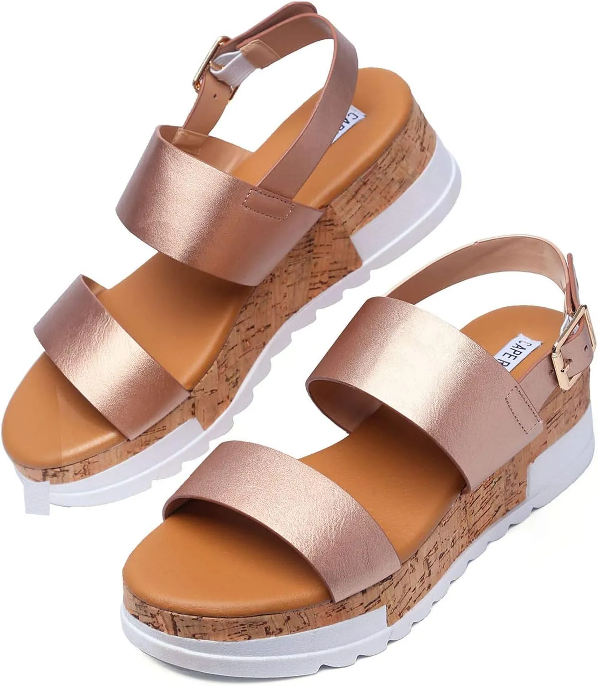 REVOL Women's Open Toe Ankle Strap Casual Flatform Platform Sandals
