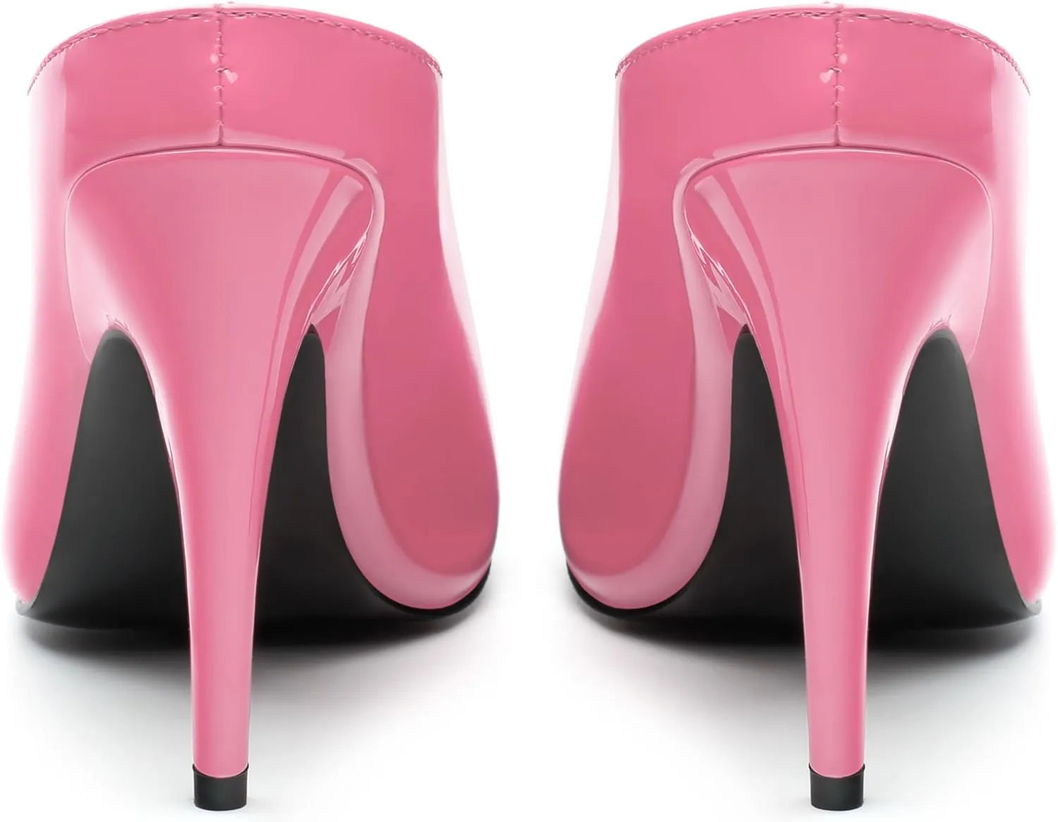 ROSERWISH Heeled Mules for Woman High Heel Mules Slip on Casual Slide Mules Square Toe Stiletto Heels Patent Comfortable Fashion Dress Shoes