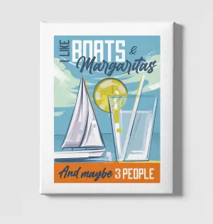Sailing Boats with Margaritas White Canvas Wall Art 35x40cm