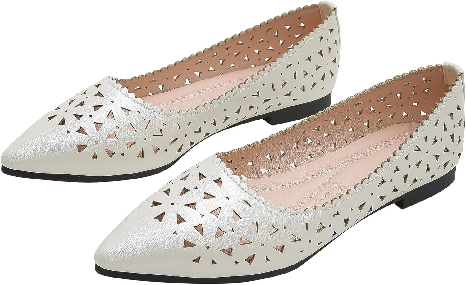SAILING LU Flats Shoes for Women Breathable Sandals Women's Flats Pointed Toe Loafers with Eyelets