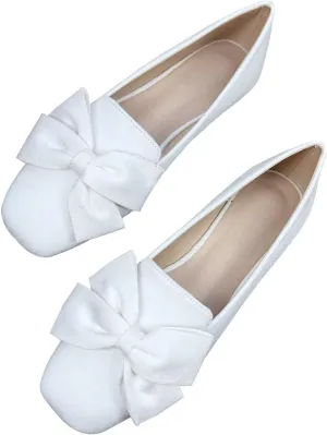 SAILING LU Womens Bowknot Pointed Toe Shoes Comfortable Ballet Flats Slip on Loafers Dressy Flats for Party