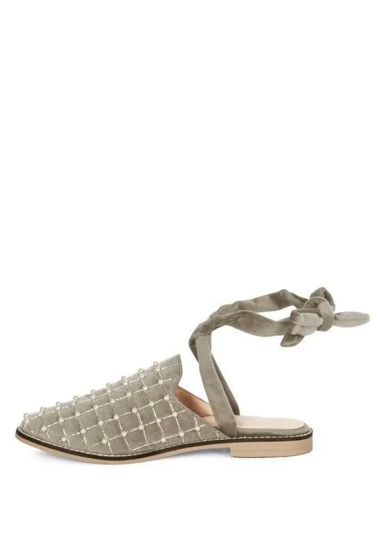 Sante Beaded Velvet Mules Slippers