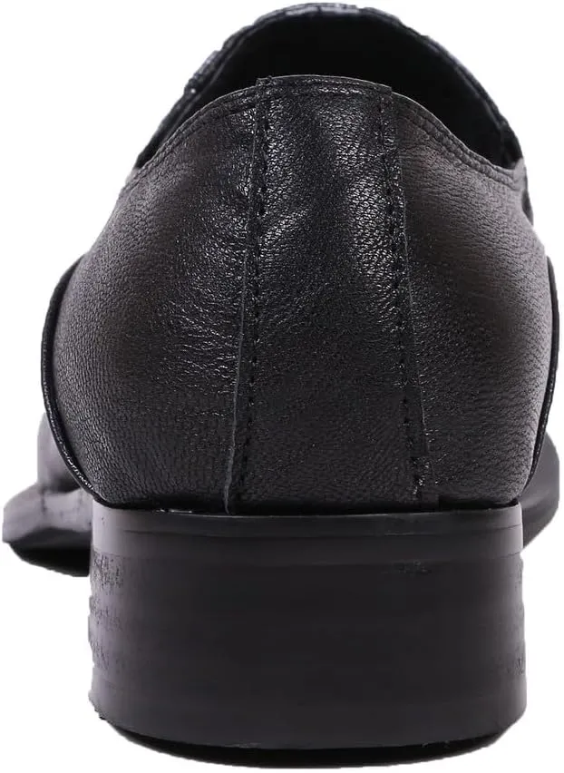 Santimon Loafers Pointed Toe Western Embroidery Leather Dress Men Shoes