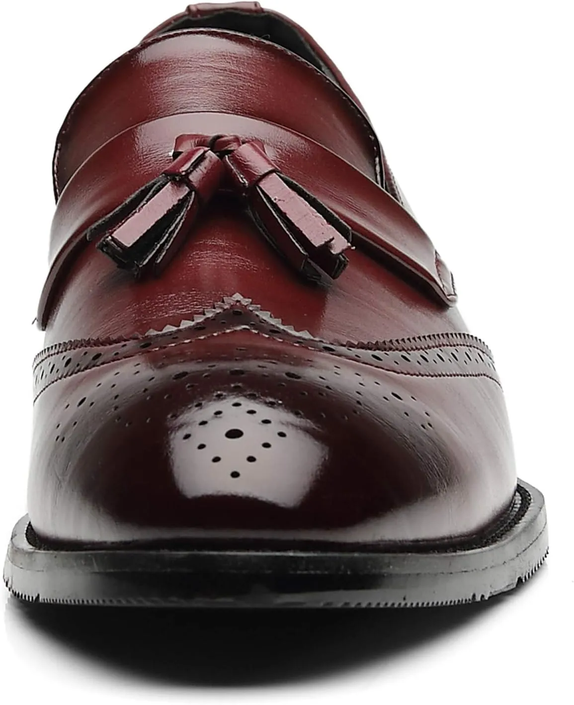 Santimon Men's Smoking Slipper Tassel Loafers Brogue PU Leather Driving Boat Moccasins Casual Shoes