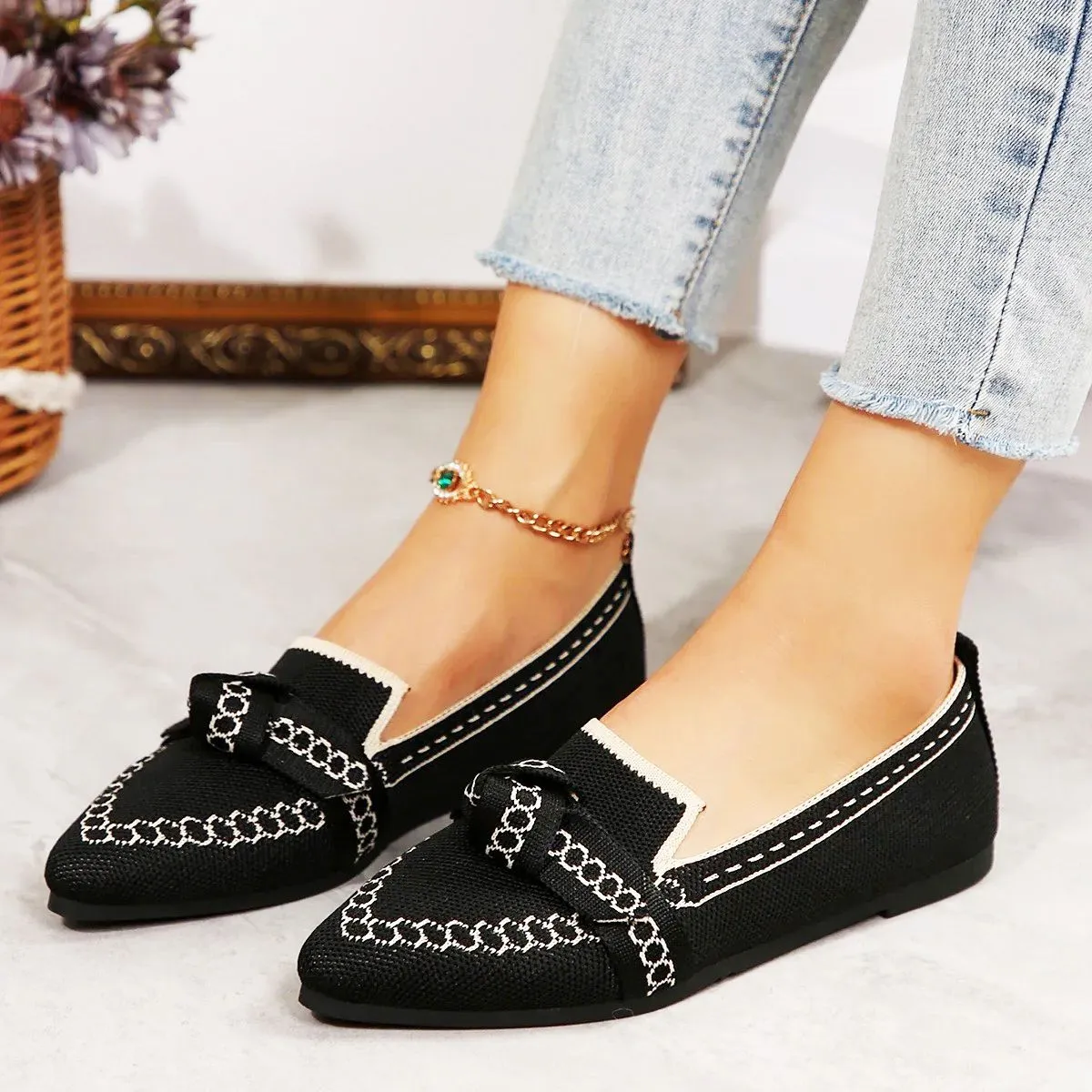 Satin Bow Loafers