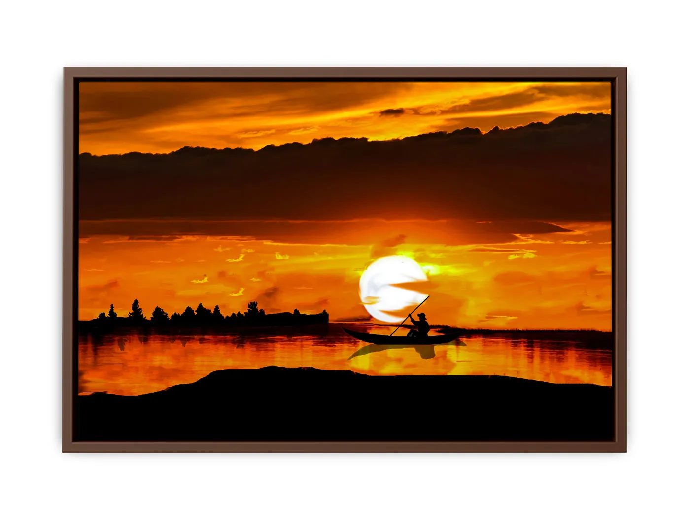 Sea Sunrise Boat Painting