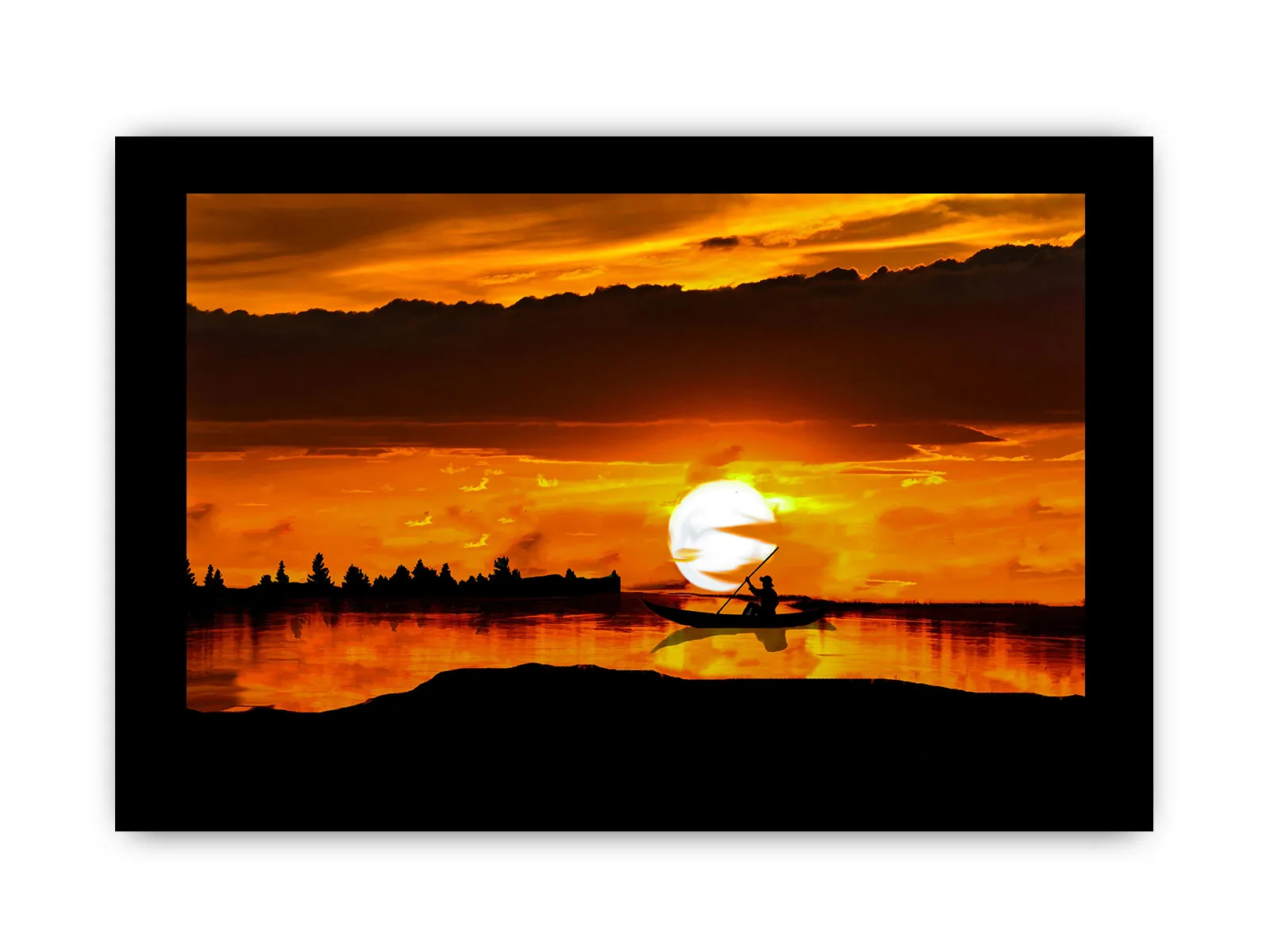 Sea Sunrise Boat Painting