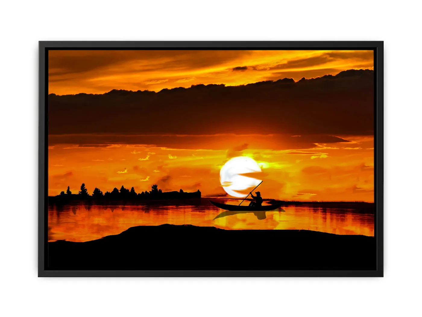 Sea Sunrise Boat Painting